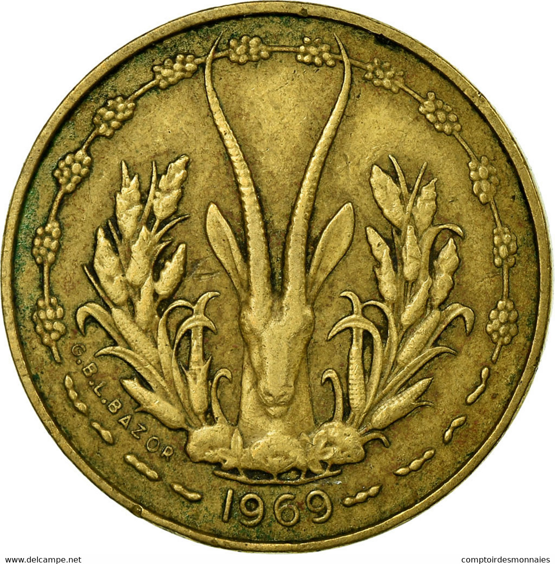 Monnaie, West African States, 5 Francs, 1969, Paris, TTB - Côte-d'Ivoire