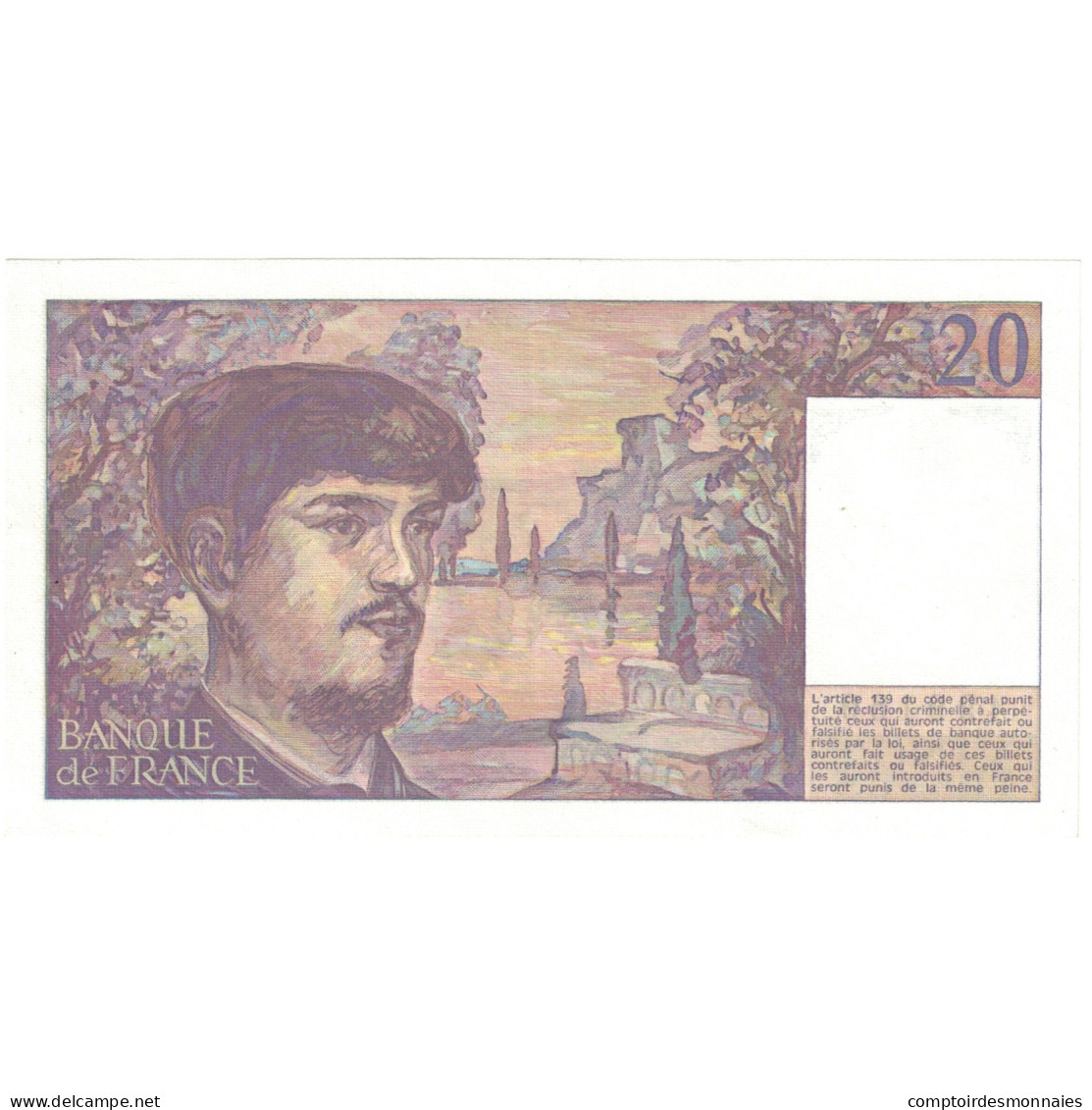 France, 20 Francs, Debussy, 1981, D.011 499169, SPL+, Fayette:66.2, KM:151a - 20 F 1980-1997 ''Debussy''