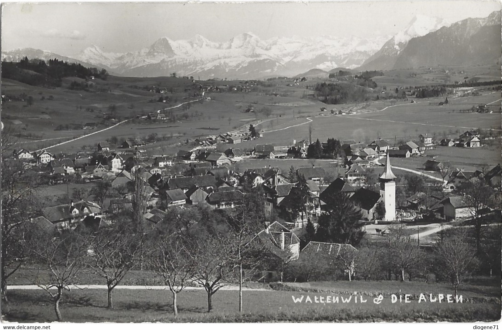 Wattenwil & Die Alpen Photo AK 1959 - Wattenwil