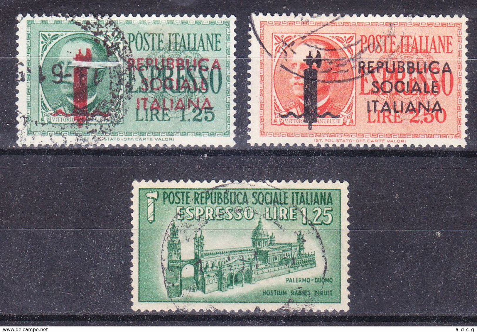 1944 RSI ESPRESSO Soprastampato + MONUMENTI DISTRUTTI Serie Completa USATO - Poste Exprèsse