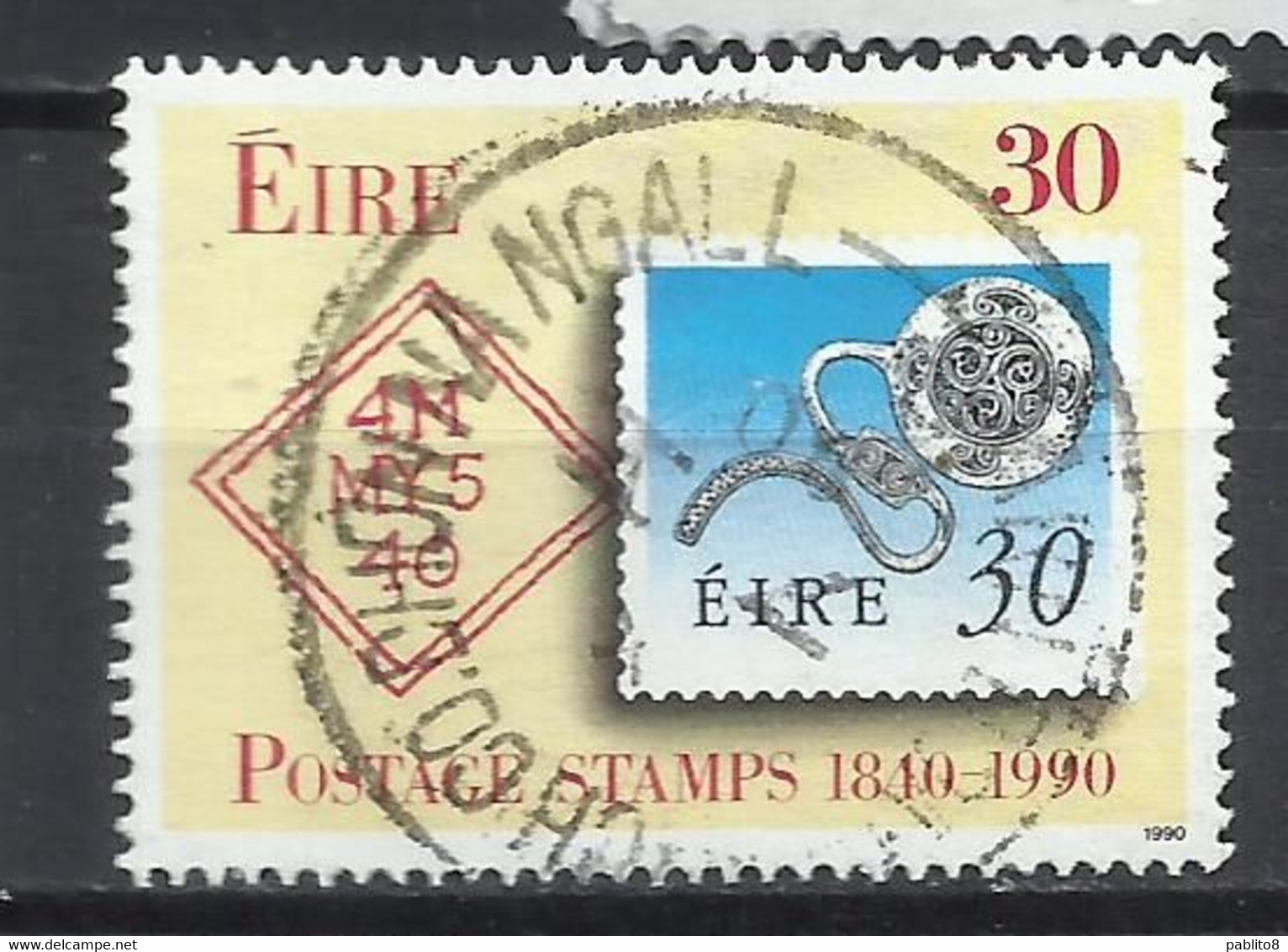 EIRE IRELAND IRLANDA 1990 PENNY BLACH 150 ANNIVERSARY 30p USED USATO OBLITERE' - Used Stamps