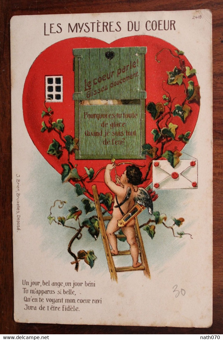 AK 1910's CPA A Système Ange Amour Litho Art Nouveau Fleurs Pour Solre Le Château - Dreh- Und Zugkarten