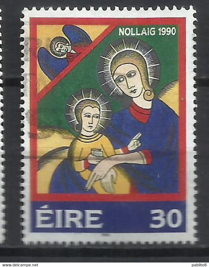 EIRE IRELAND IRLANDA 1990 CHRISTMAS MADONNA AND CHILD NOLLAIG NATALE NOEL WEIHNACHTEN NAVIDAD 30p USED USATO OBLITERE' - Used Stamps