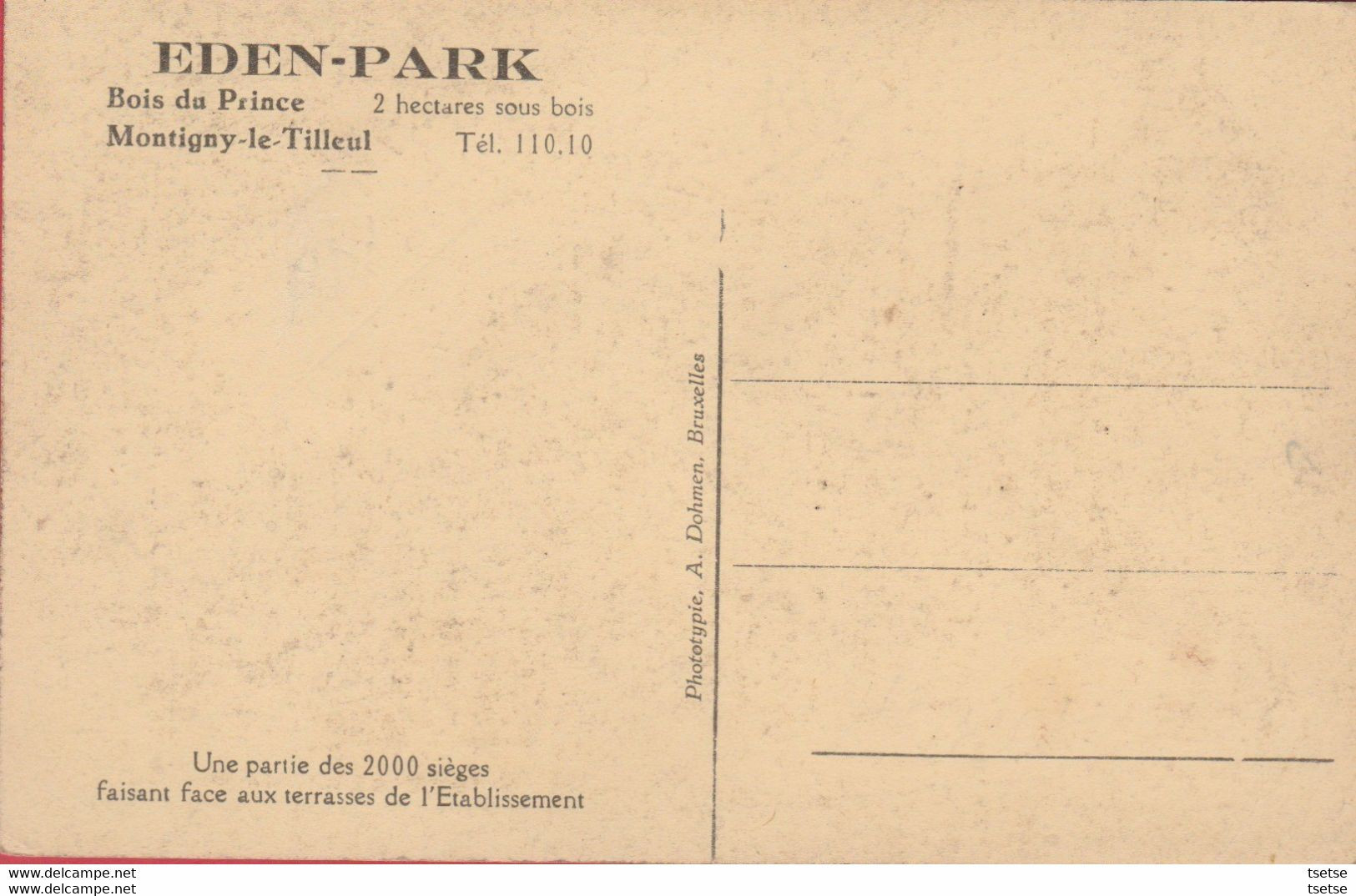 Montigny-le-Tilleul - Eden-Park / Bois Du Prince ( Voir Verso ) - Montigny-le-Tilleul