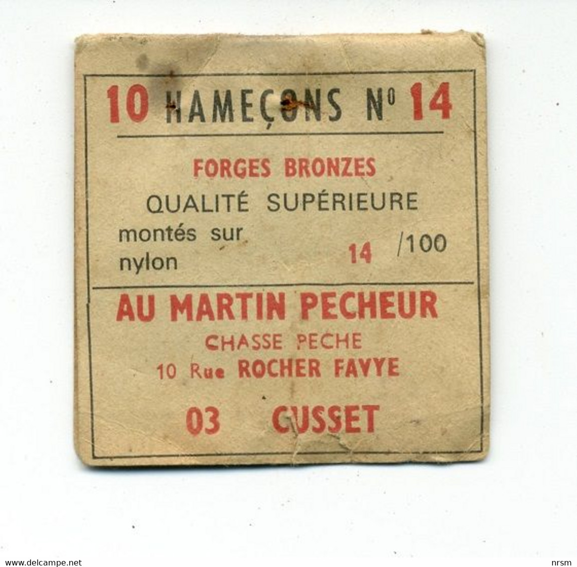 Matériel De Pêche / Collection Thème Pêche / Ancien Sachet D'hameçons N° 14 / Marque : Au Martin Pêcheur à Cusset 03 - Fischerei