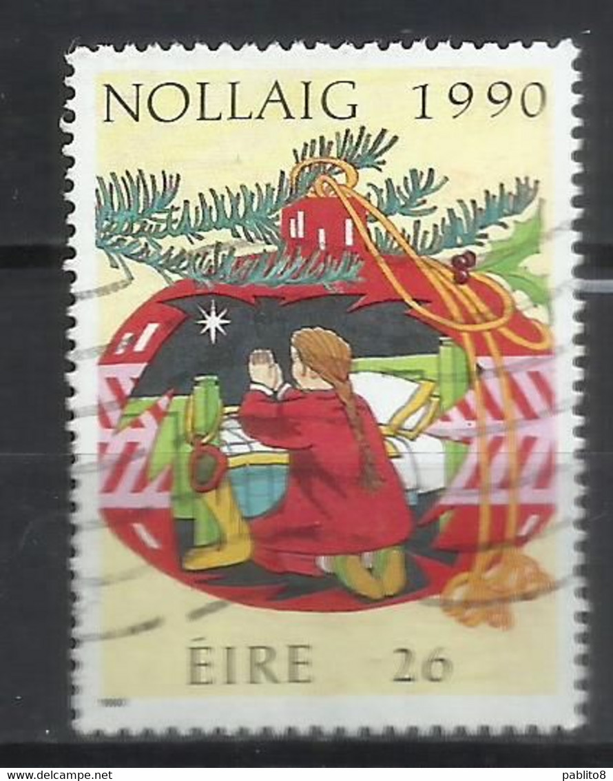 EIRE IRELAND IRLANDA 1990 CHRISTMAS CHILD PRAYNG NOLLAIG NATALE NOEL WEIHNACHTEN NAVIDAD 26p USED USATO OBLITERE' - Used Stamps