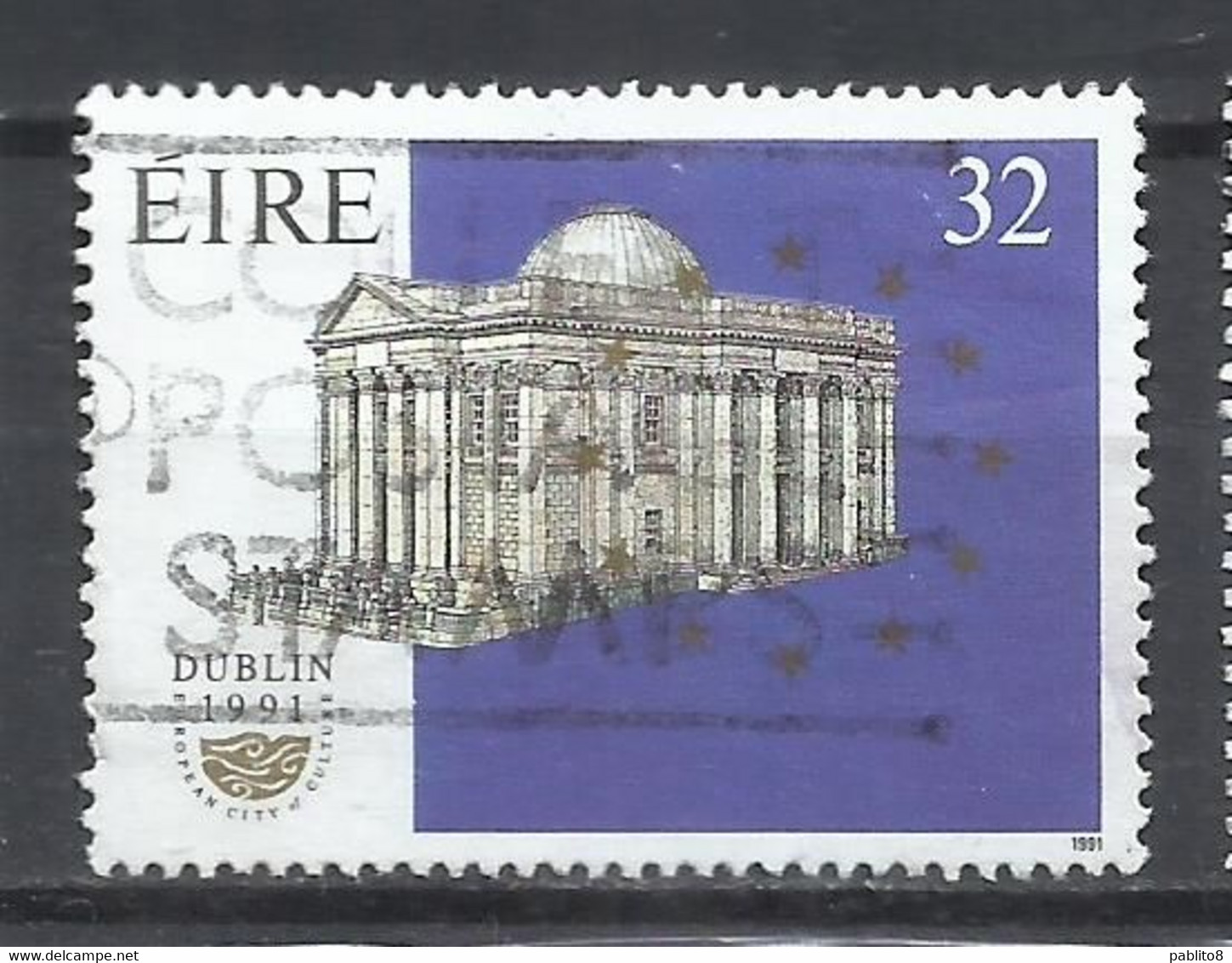 EIRE IRELAND IRLANDA 1991 DUBLIN GRAND OPERA SOCIETY 50th ANNIVERSARY CITY HALL 32p USED USATO OBLITERE' - Used Stamps