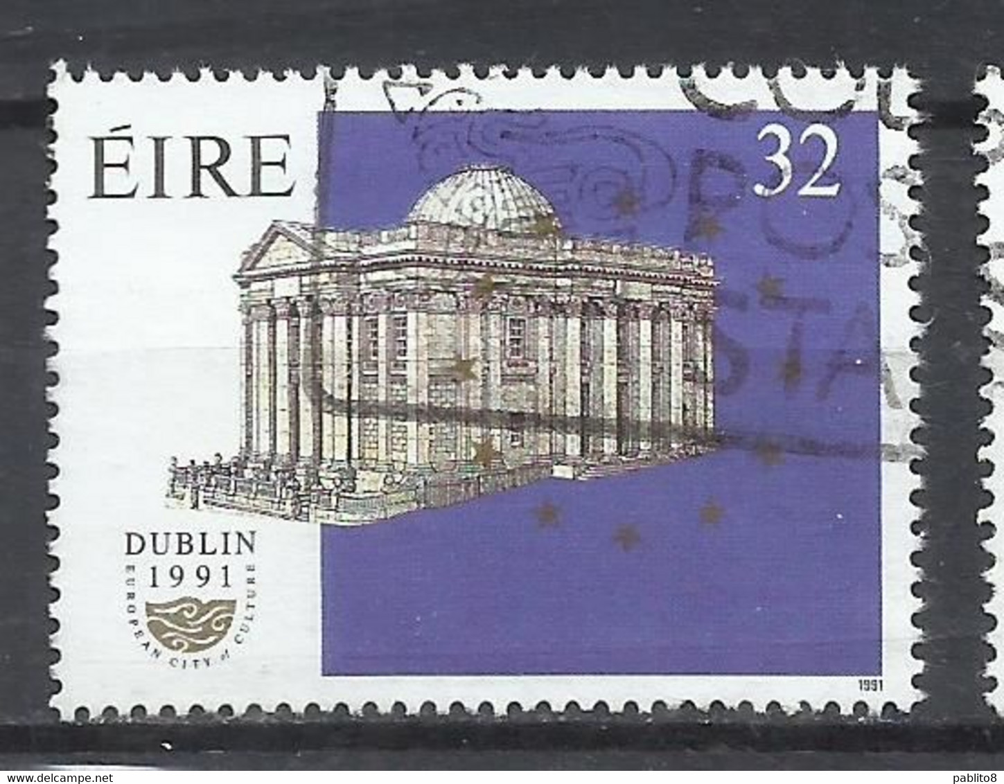 EIRE IRELAND IRLANDA 1991 DUBLIN GRAND OPERA SOCIETY 50th ANNIVERSARY CITY HALL 32p USED USATO OBLITERE' - Used Stamps
