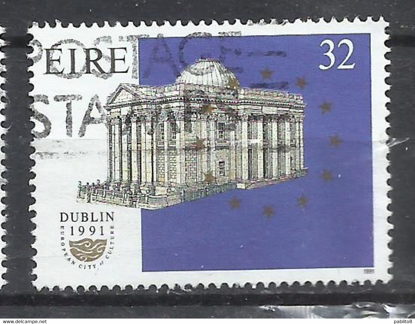 EIRE IRELAND IRLANDA 1991 DUBLIN GRAND OPERA SOCIETY 50th ANNIVERSARY CITY HALL 32p USED USATO OBLITERE' - Used Stamps