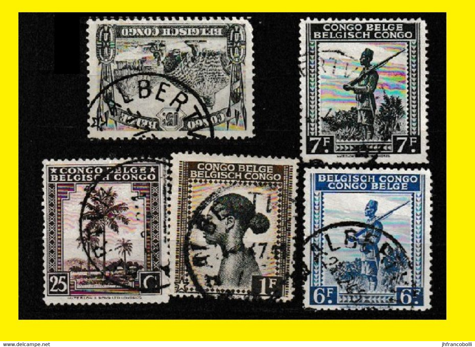 (°) ALBERTVILLE BELGIAN CONGO / CONGO BELGE CANCEL STUDY [S] WITH 5 PALM & ETHNIC STAMPS - Variedades Y Curiosidades