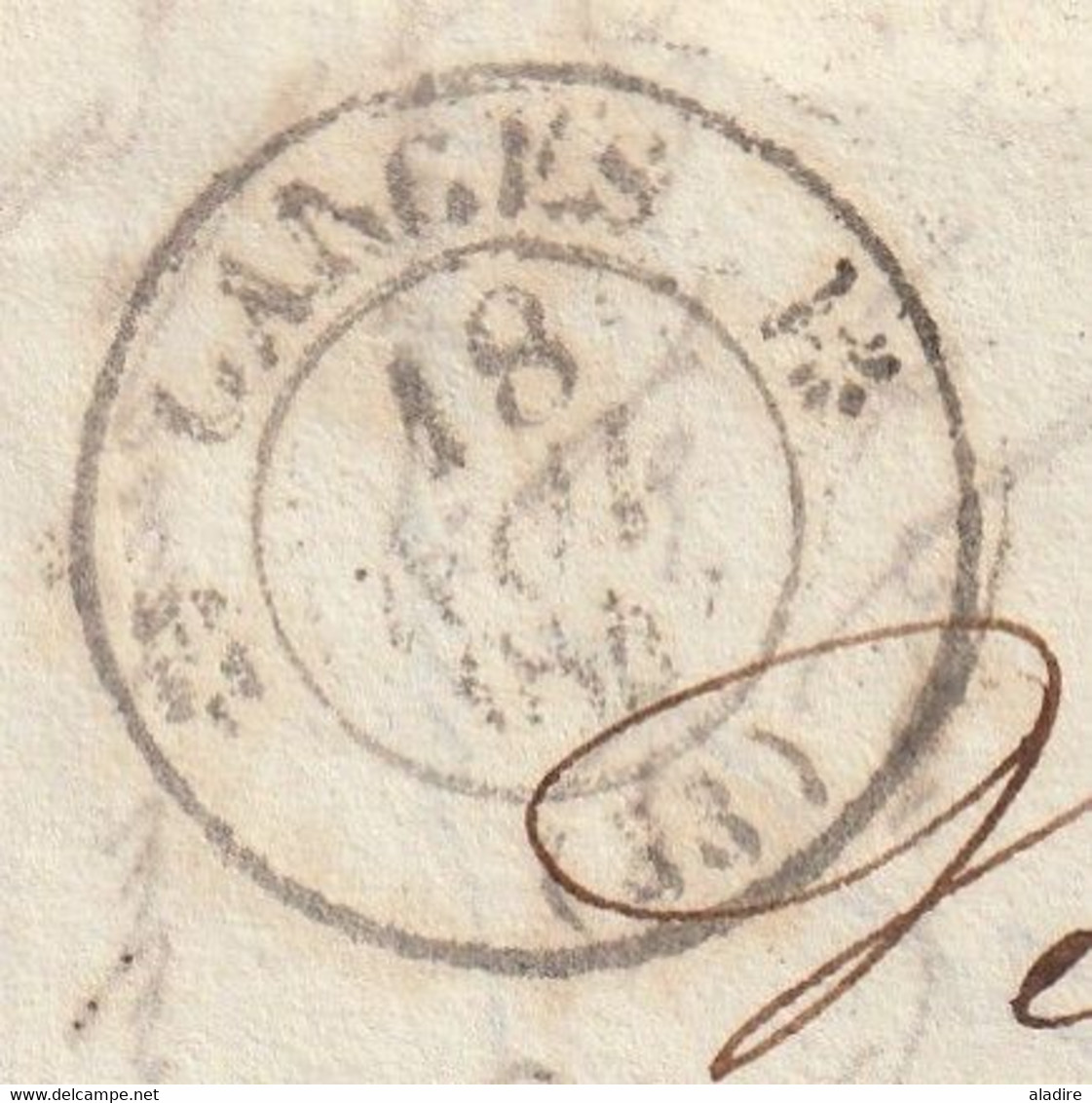 1842 - D4 Grand Cachet à Date Type 12 Simple Fleuron Sur Lettre Avec Texte De Ganges, Hérault Vers Aniane - Taxe 3 Décim - 1801-1848: Precursori XIX