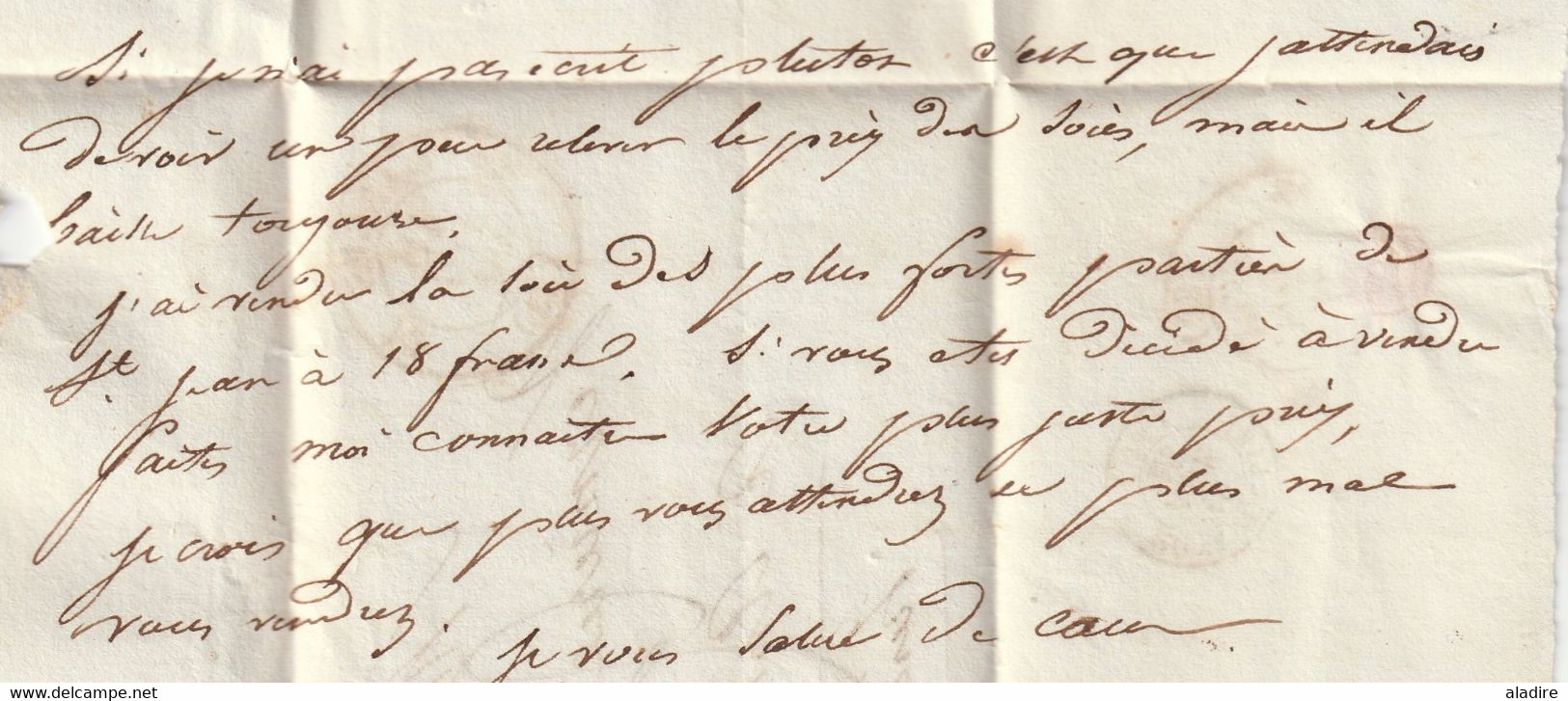 1842 - D4 Grand cachet à date type 12 simple fleuron sur Lettre avec texte de Ganges, Hérault vers Aniane - taxe 3 décim