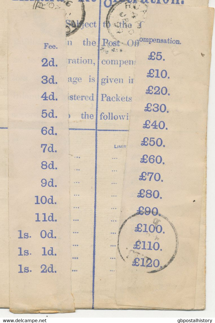 GB 1899 superb 2d blue QV registered provisional postal stationery envelope (Huggins RP21G provisional) uprated w 2 1/2d