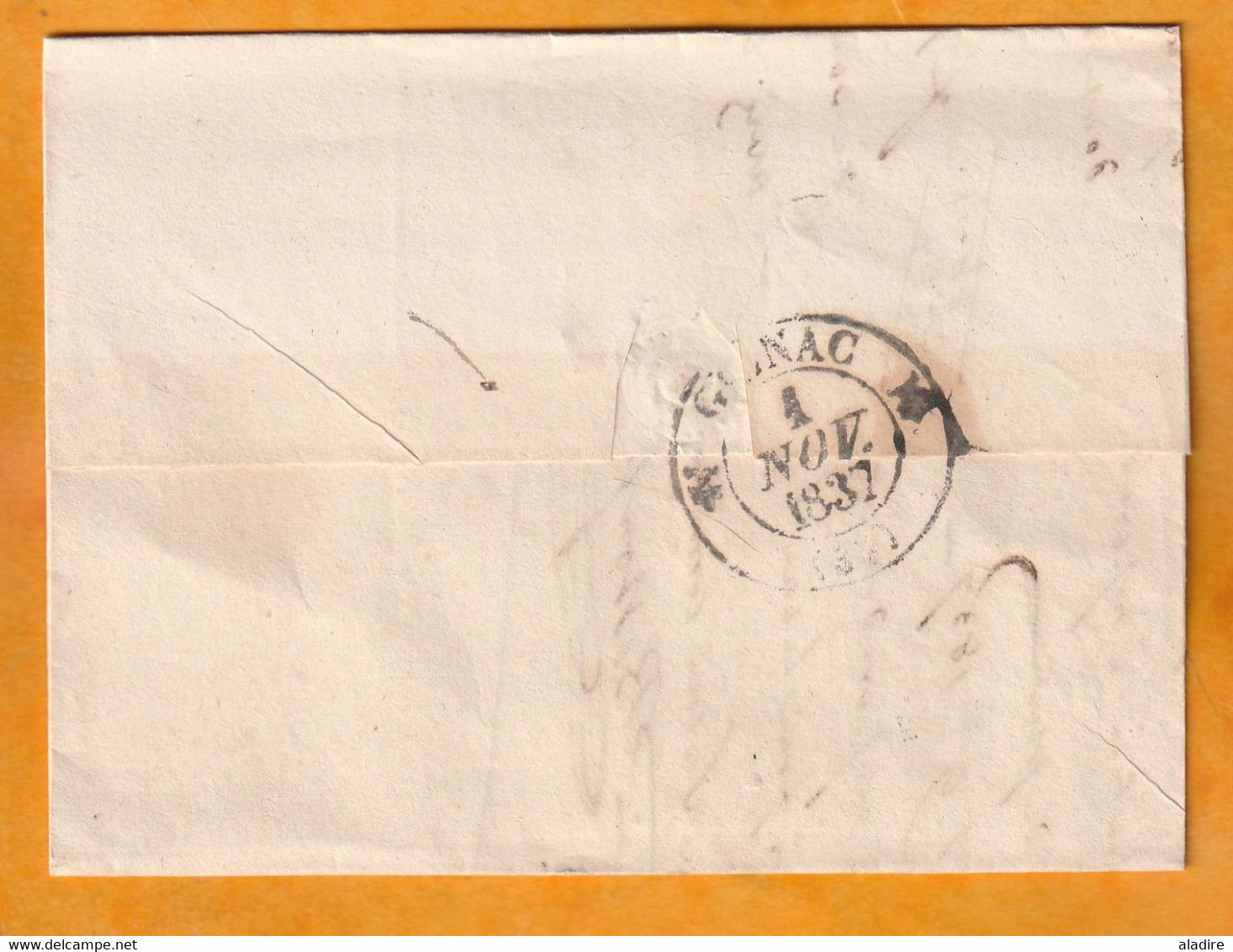 1837 - D4 Grand Cachet à Date Type 12 Simple Fleuron Sur Lettre Avec Texte De Pézenas, Hérault - Décime Rural - 1801-1848: Precursors XIX