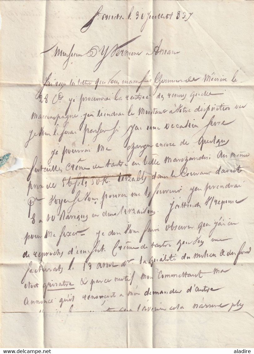 1837 - D4 Grand cachet à date type 12 simple fleuron sur Lettre de Saint André de Sangonis, Hérault postée à Gignac