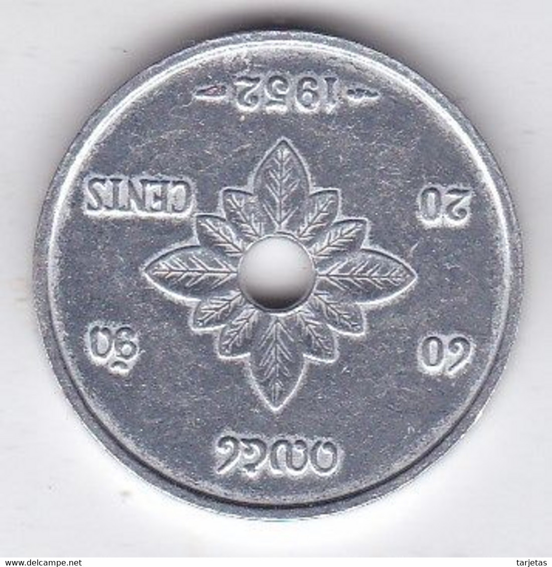 MONEDA DE LAOS DE 20 CENTS DEL AÑO 1952 (COIN) - Laos