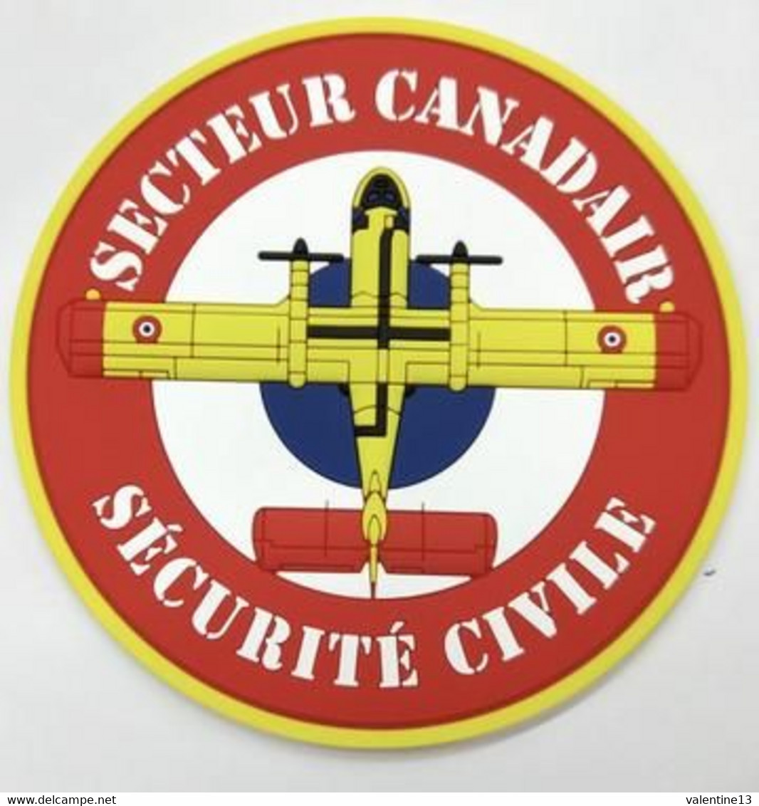 Ecusson PVC SECURITE CIVILE SECTEUR CANADAIR ROUGE. - Pompiers