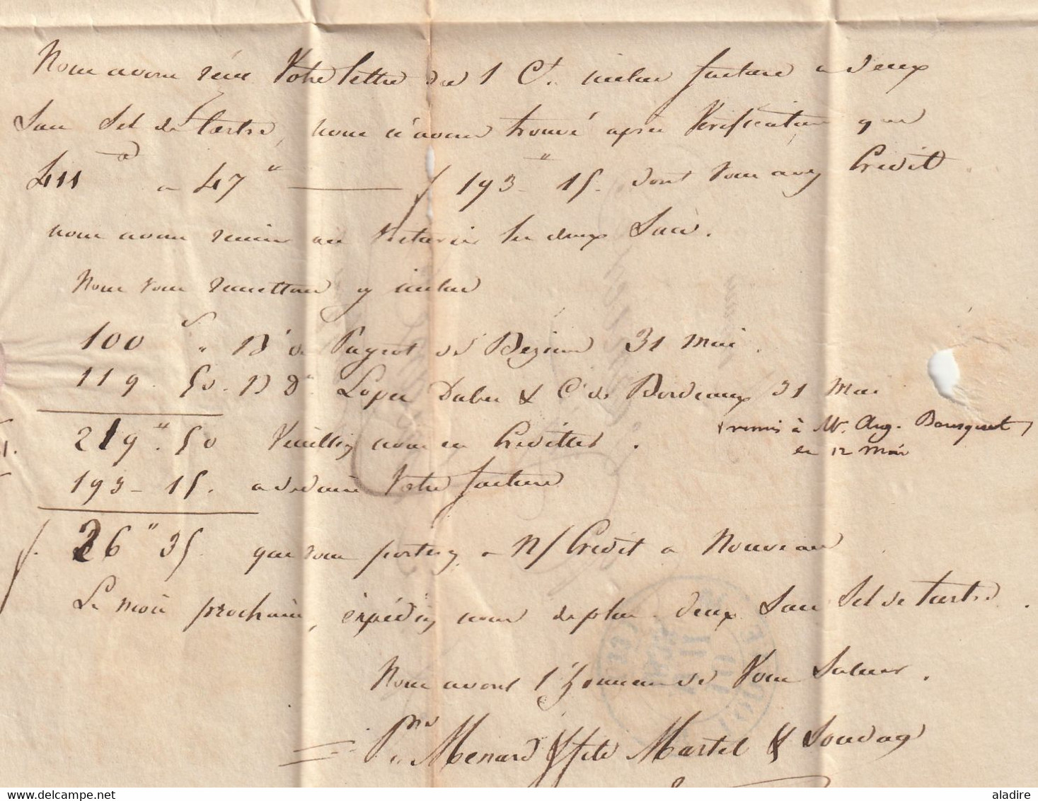 1833 - D4 Grand cachet à date type 12 simple fleuron sur Lettre de LODEVE vers Aniane, Hérault - décime rural