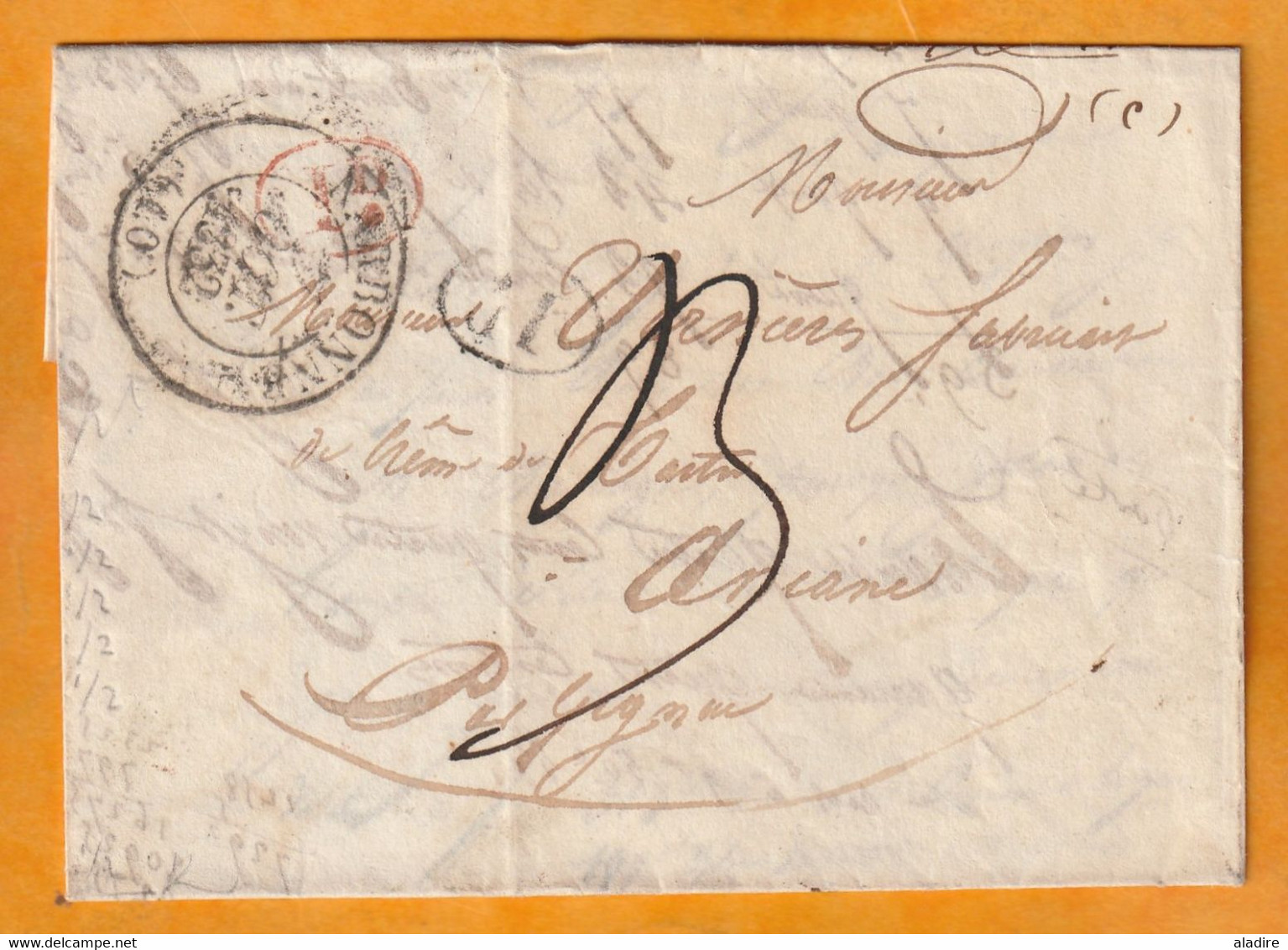 1832 - D4 Grand Cachet à Date Type 12 Simple Fleuron Sur Lettre De CANET Postée à NARBONNE Vers Aniane, Hérault - 1801-1848: Précurseurs XIX