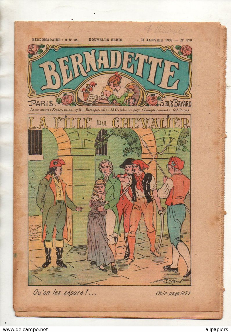 Bernadette N°370 La Fille Du Chevalier - La Chandeleur - Les Puits Dans Le Sud Algérien - Sainte Marcelle ...1937 - Bernadette