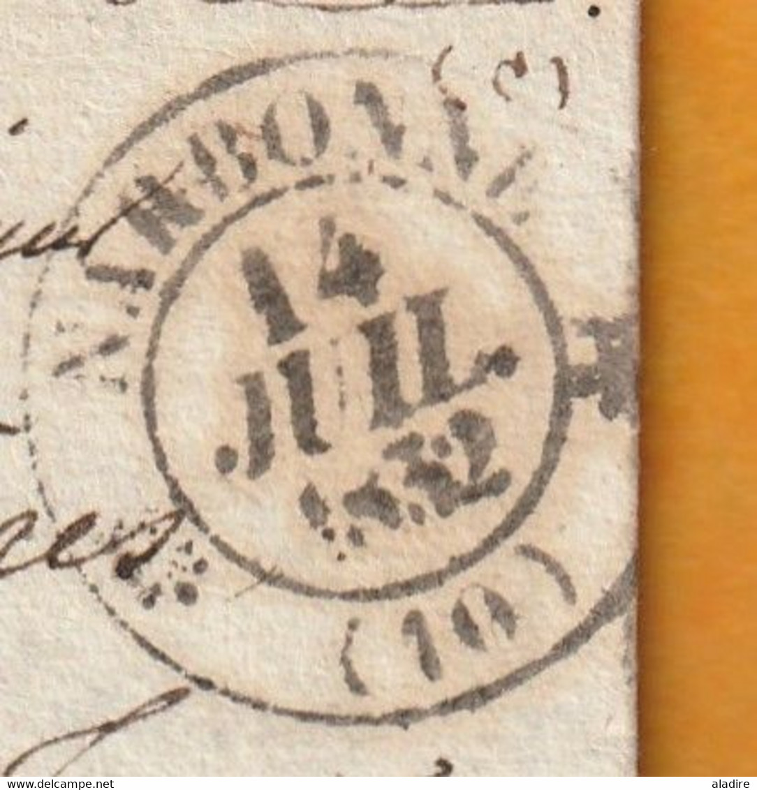 1832 - D4 Grand Cachet à Date Type 12 Simple Fleuron Sur Lettre De CANET Postée à NARBONNE Vers Aniane, Hérault - 1801-1848: Précurseurs XIX