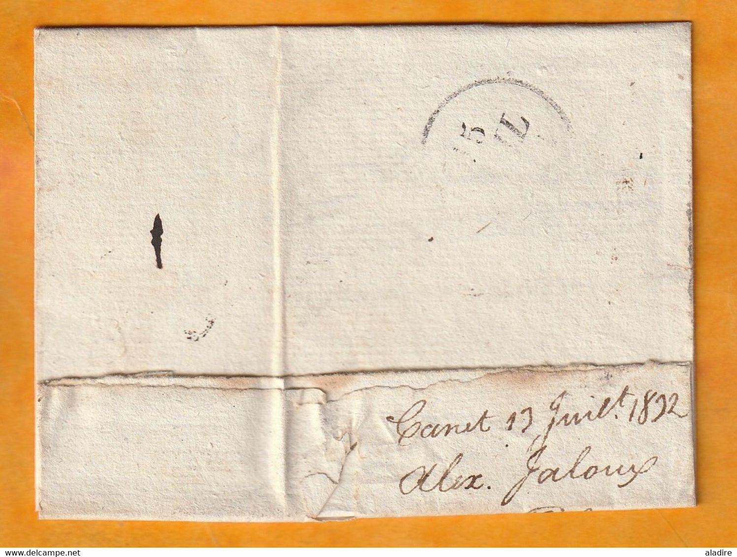 1832 - D4 Grand Cachet à Date Type 12 Simple Fleuron Sur Lettre De CANET Postée à NARBONNE Vers Aniane, Hérault - 1801-1848: Precursors XIX