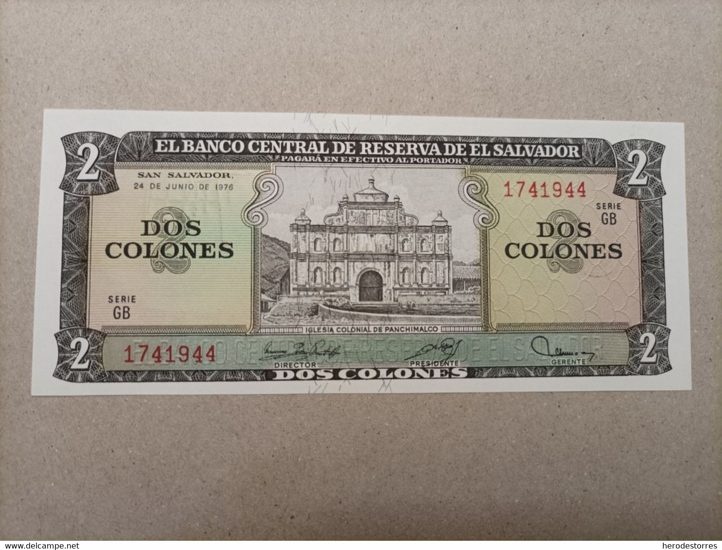 Billete De El Salvador De 2 Colones, Año 1976, UNC - El Salvador