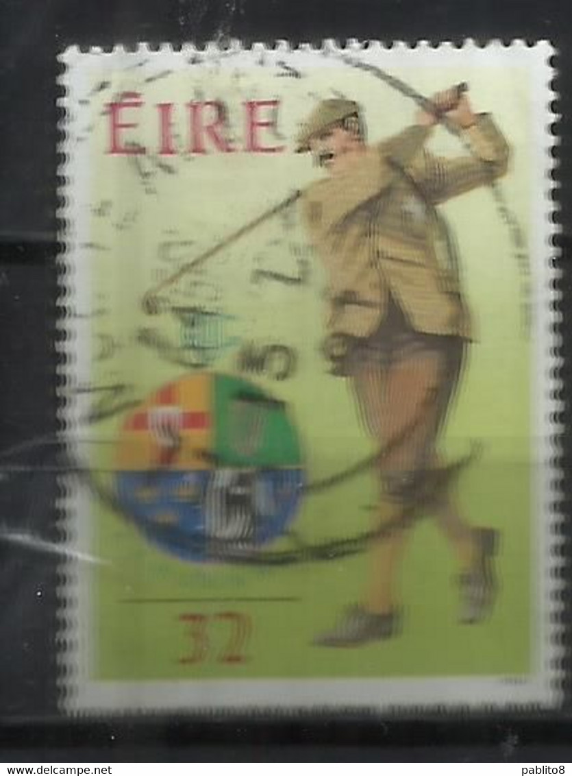 EIRE IRELAND IRLANDA 1991 WALKER CUP COMPETITION PORTMARNOCK GOLF CLUB GOLFER PUTTING 32p USED USATO OBLITERE' - Used Stamps