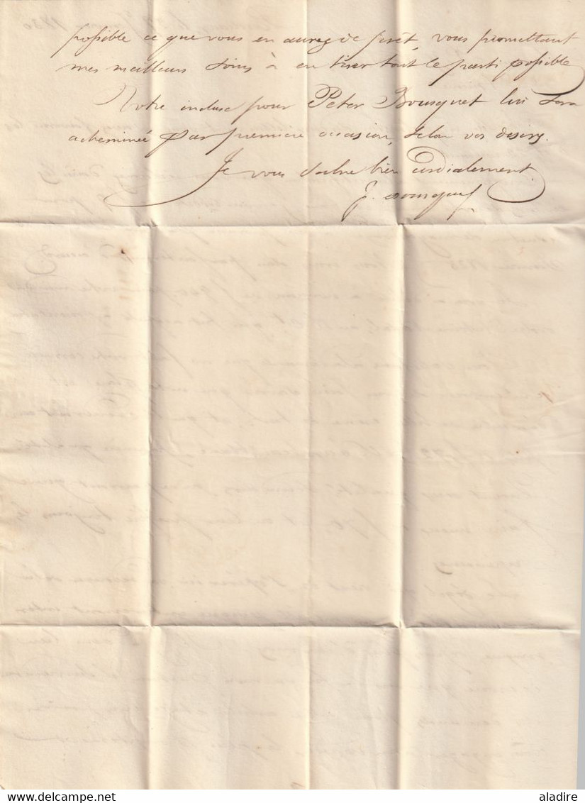 1830 - D4 Grand cachet à date type 12 simple fleuron sur Lettre de BORDEAUX  vers Aniane, Hérault - taxe 7
