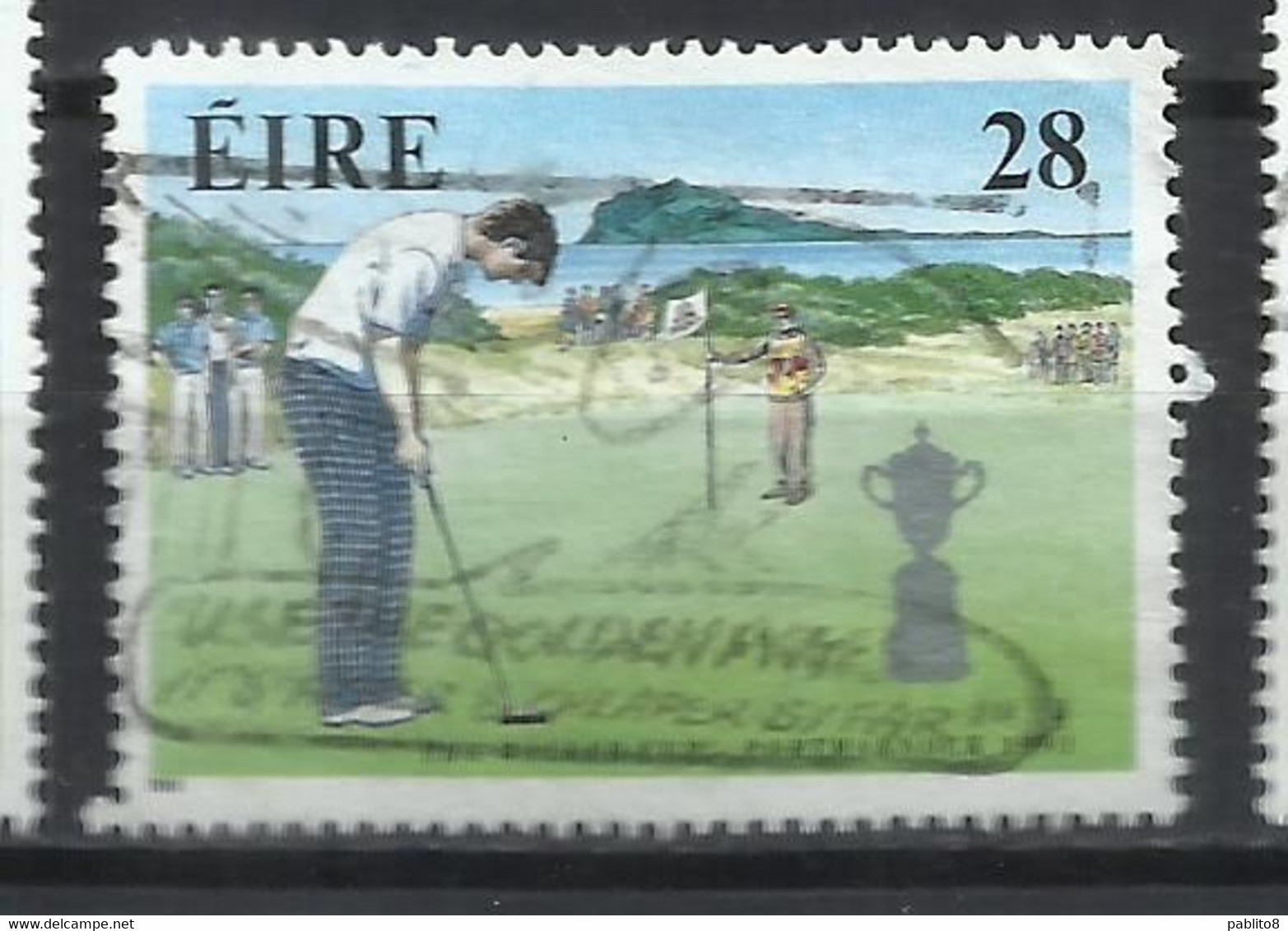 EIRE IRELAND IRLANDA 1991 WALKER CUP COMPETITION PORTMARNOCK GOLF CLUB GOLFER PUTTING 28p USED USATO OBLITERE' - Used Stamps