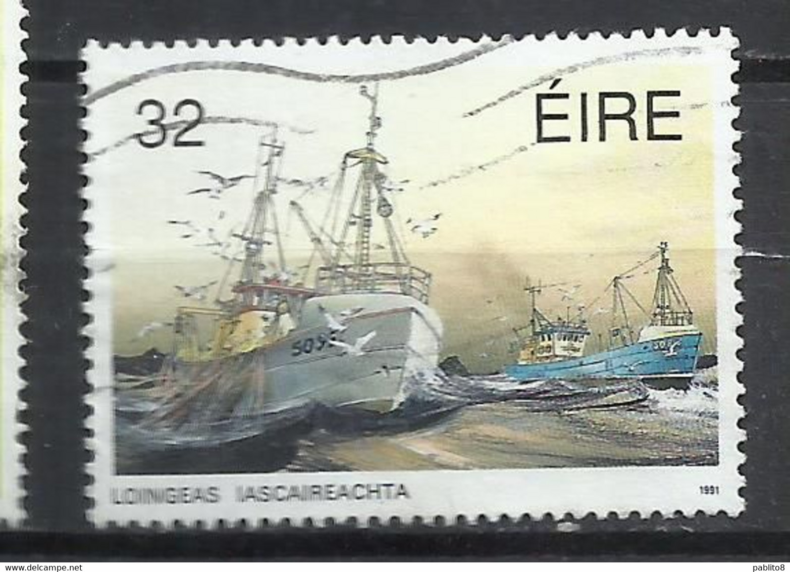 EIRE IRELAND IRLANDA 1991 INTERNATIONAL MARITIME HERITAGE YEAR MARI COG 32p USED USATO OBLITERE' - Used Stamps