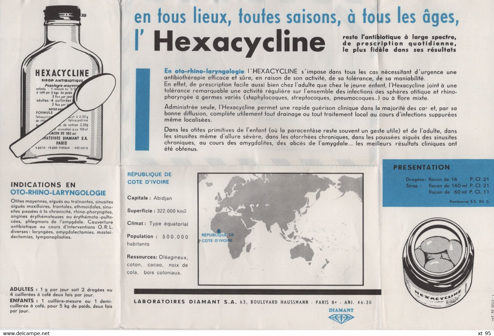 Cote D Ivoire - Imprime Publicitaire Hexacycline - Costa D'Avorio (1960-...)