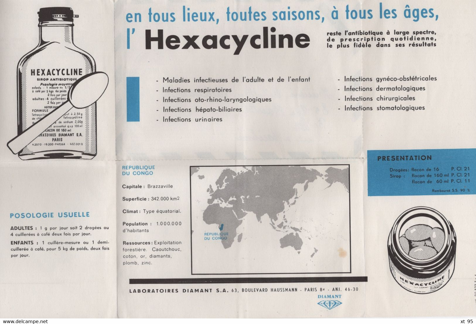 Congo - Imprime Publicitaire Hexacycline - Poissons - Autres & Non Classés