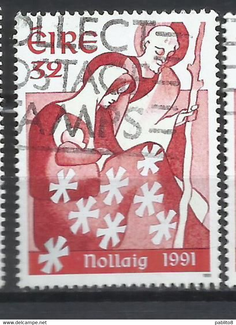 EIRE IRELAND IRLANDA 1991 CHRISTMAS NATIVITY NOLLAIG NATALE NOEL WEIHNACHTEN NAVIDAD 32p USED USATO OBLITERE' - Used Stamps