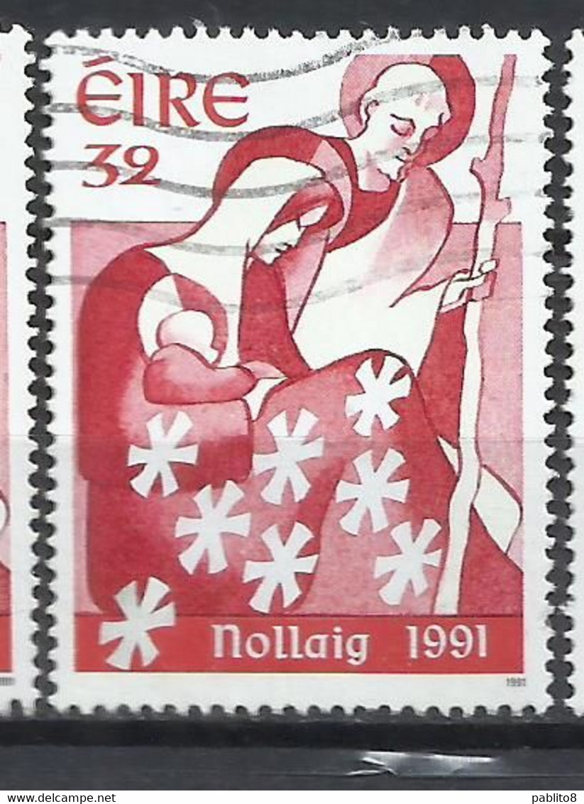 EIRE IRELAND IRLANDA 1991 CHRISTMAS NATIVITY NOLLAIG NATALE NOEL WEIHNACHTEN NAVIDAD 32p USED USATO OBLITERE' - Used Stamps