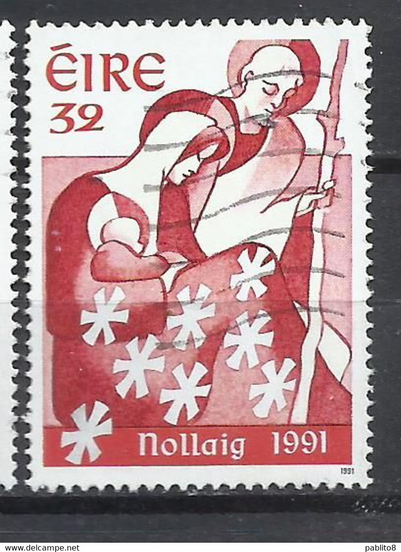 EIRE IRELAND IRLANDA 1991 CHRISTMAS NATIVITY NOLLAIG NATALE NOEL WEIHNACHTEN NAVIDAD 32p USED USATO OBLITERE' - Used Stamps