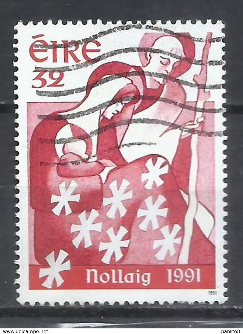 EIRE IRELAND IRLANDA 1991 CHRISTMAS NATIVITY NOLLAIG NATALE NOEL WEIHNACHTEN NAVIDAD 32p USED USATO OBLITERE' - Used Stamps