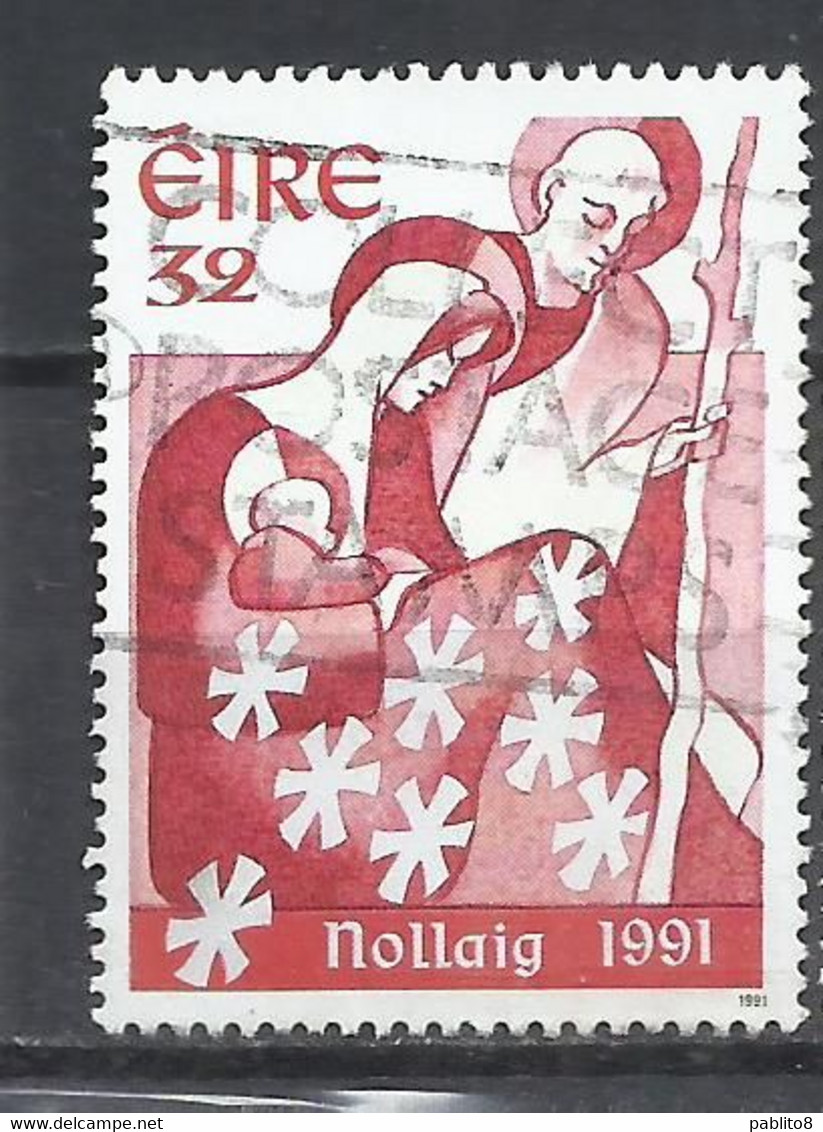 EIRE IRELAND IRLANDA 1991 CHRISTMAS NATIVITY NOLLAIG NATALE NOEL WEIHNACHTEN NAVIDAD 32p USED USATO OBLITERE' - Used Stamps