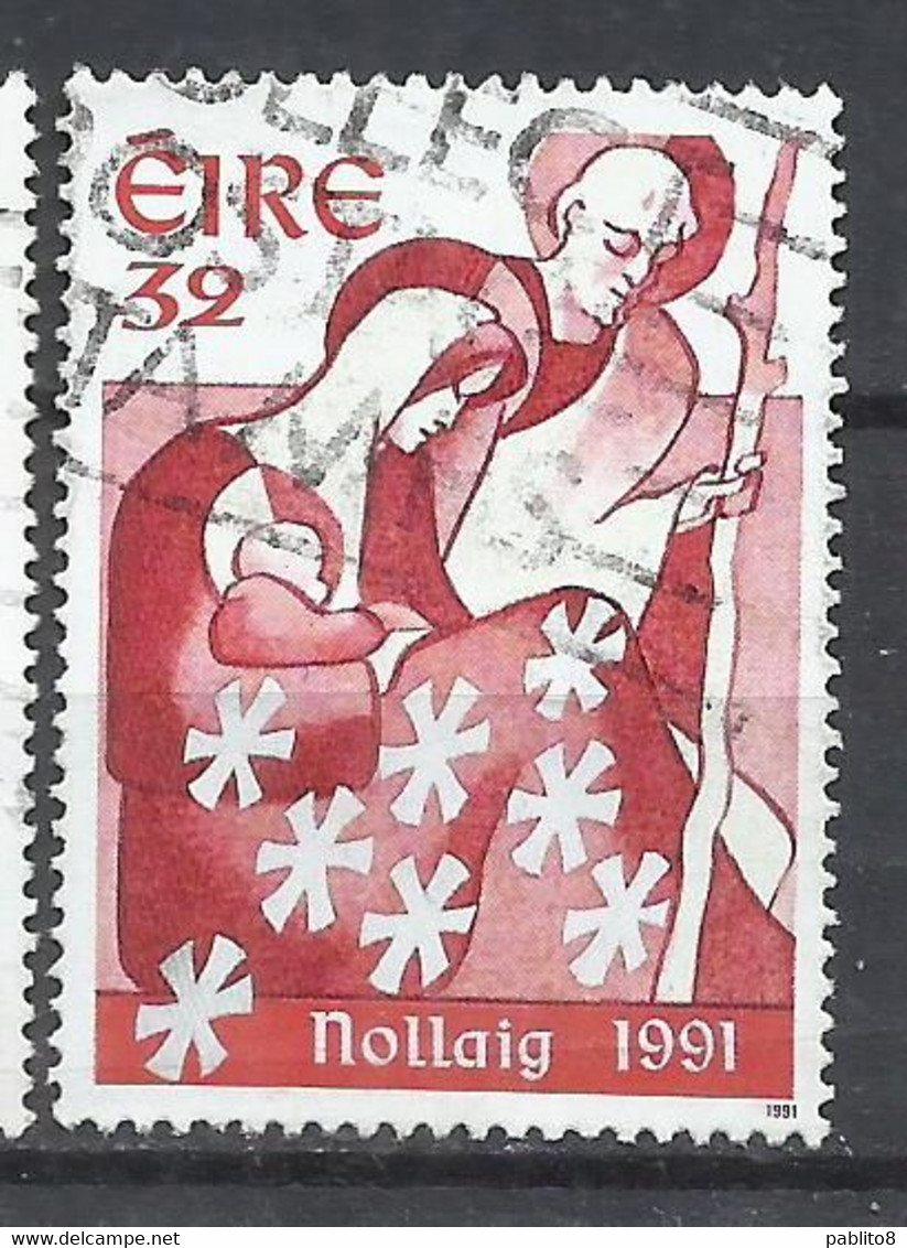 EIRE IRELAND IRLANDA 1991 CHRISTMAS NATIVITY NOLLAIG NATALE NOEL WEIHNACHTEN NAVIDAD 32p USED USATO OBLITERE' - Used Stamps