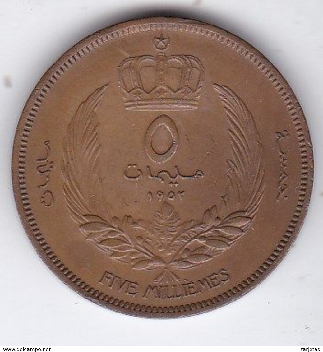 MONEDA DE LIBIA DE 5 MILLIEMES DEL AÑO 1952 (COIN) - Libië