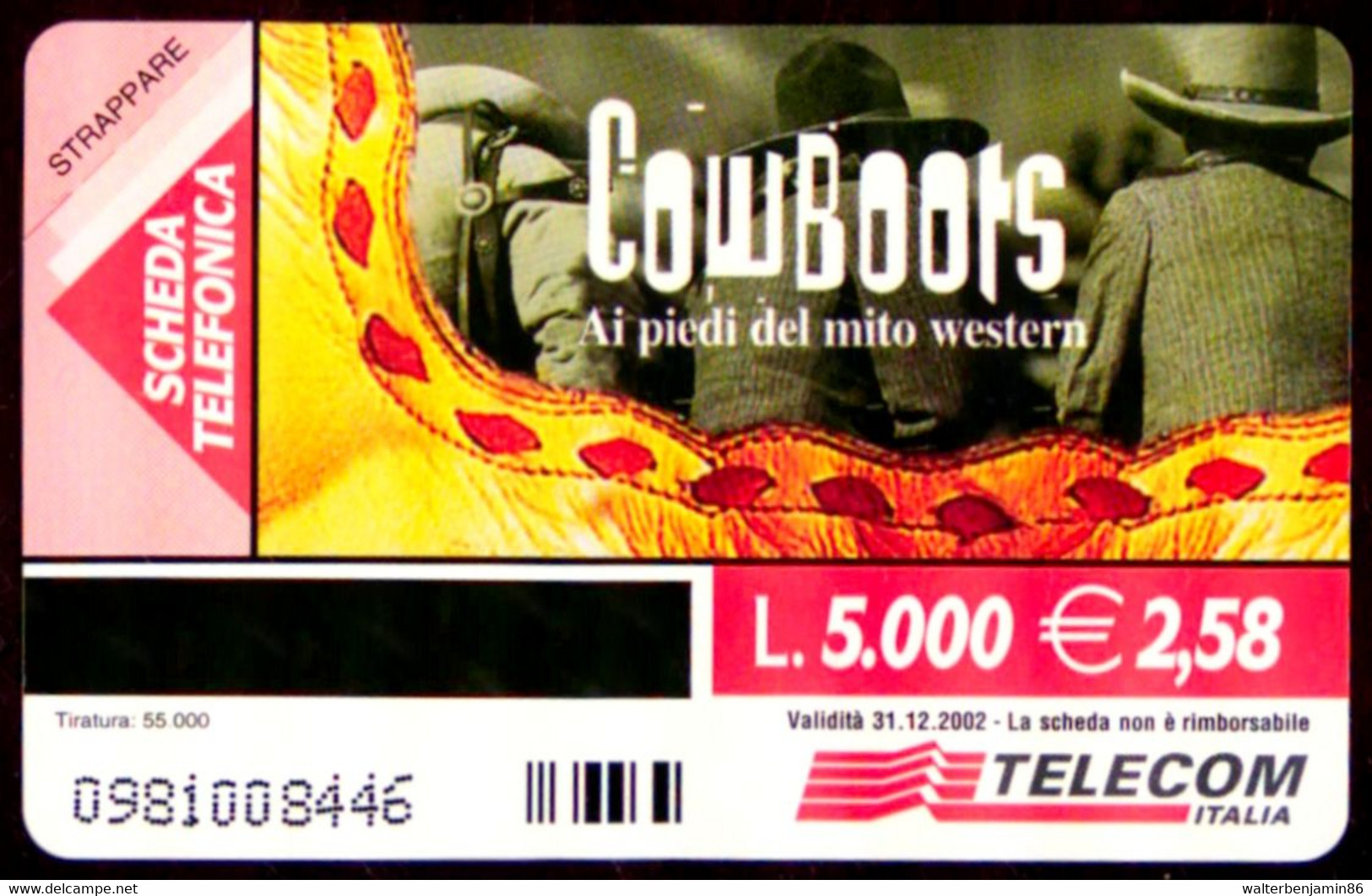 G 1251 C&C 3321 SCHEDA TELEFONICA NUOVA MAGNETIZZATA COWBOOTS JEALOUSY - Errori & Varietà