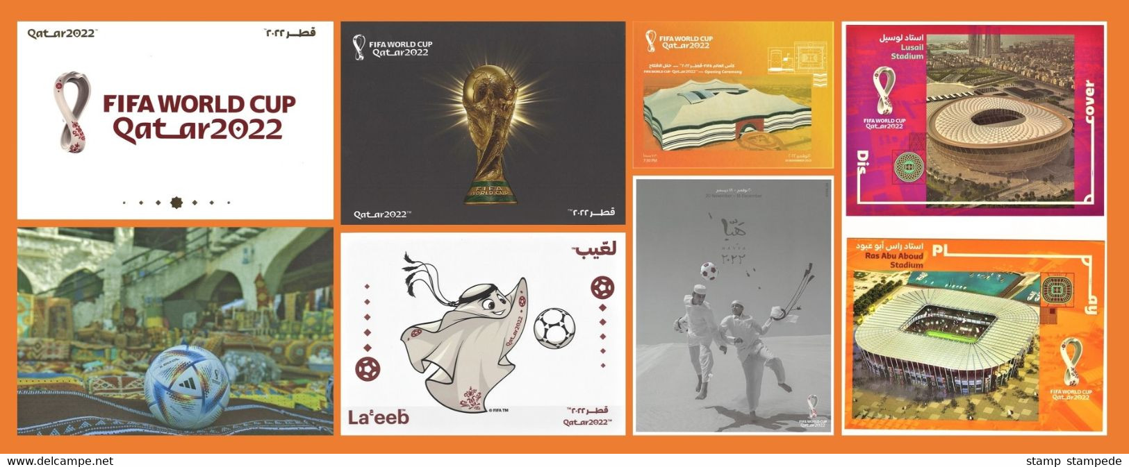 RARE - Qatar 2022 FIFA World Cup Soccer Football - Complete Official Postcard Set Of 8 From Qatar Post & FIFA - 2022 – Qatar