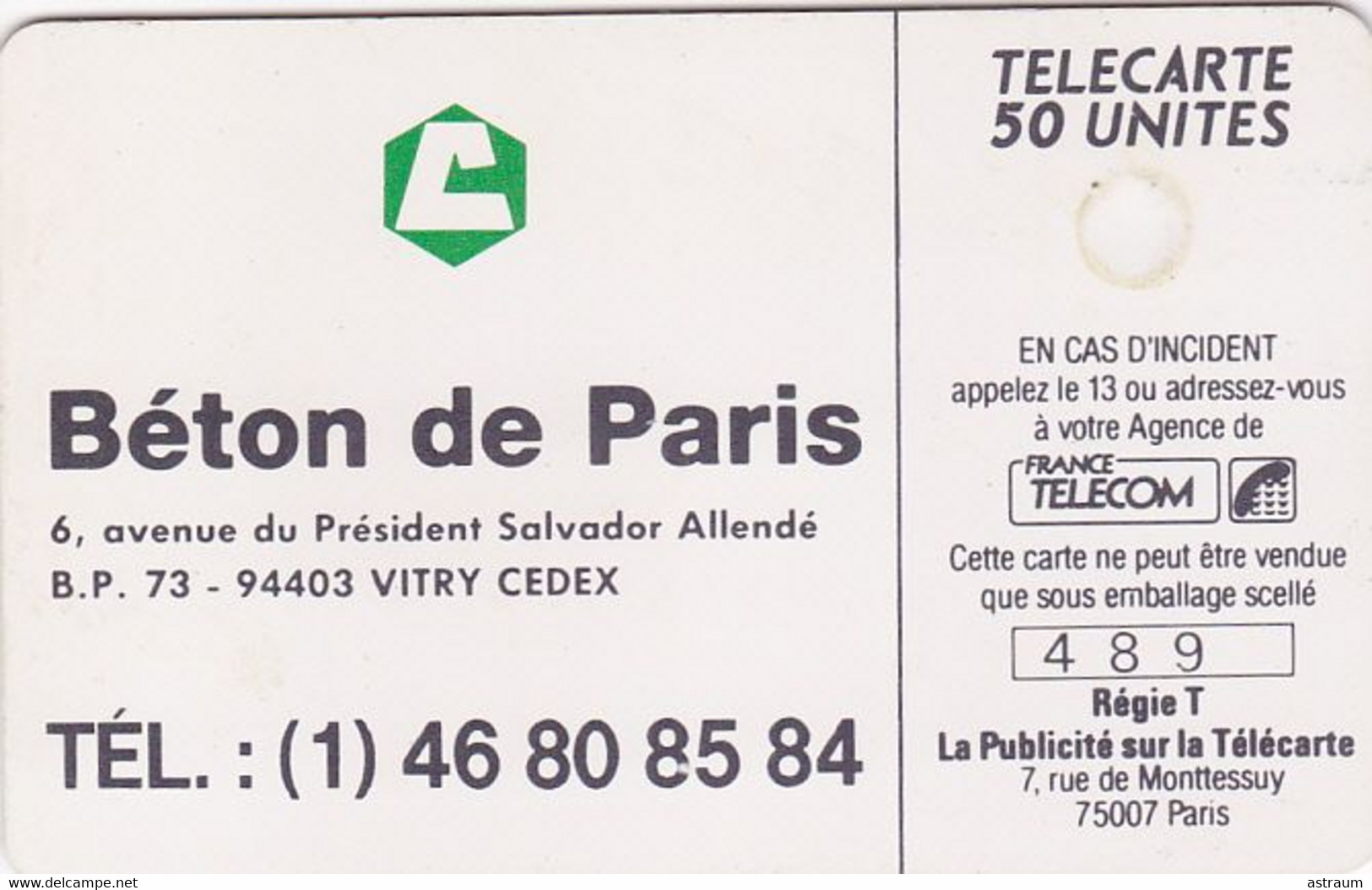 Telecarte Privée - D319 - Beton De Paris - Gem - 2000 Ex  - 50 Un - 1990 - Privées