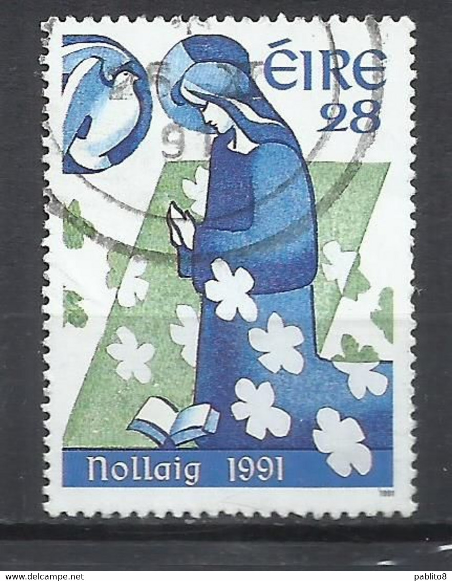 EIRE IRELAND IRLANDA 1991 CHRISTMAS ANNUNCIATION NOLLAIG NATALE NOEL WEIHNACHTEN NAVIDAD 28p USED USATO OBLITERE' - Used Stamps