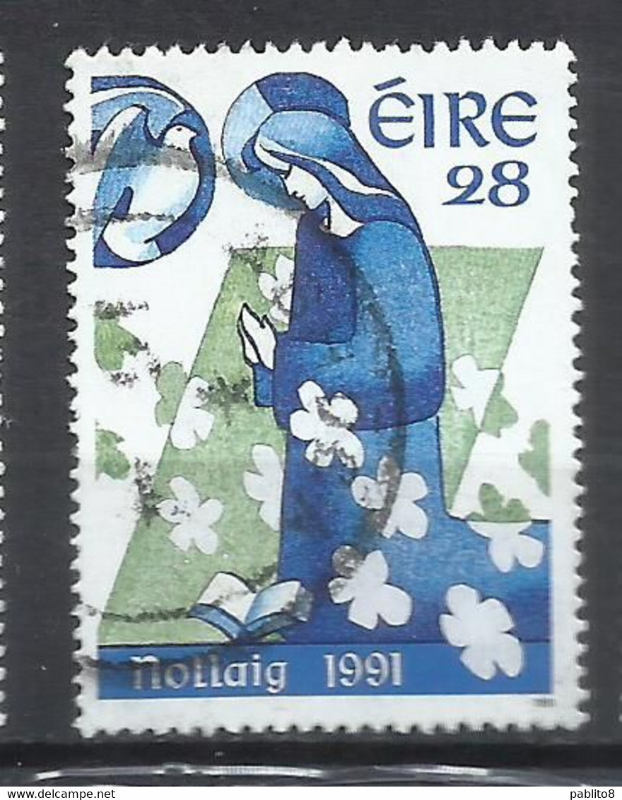 EIRE IRELAND IRLANDA 1991 CHRISTMAS ANNUNCIATION NOLLAIG NATALE NOEL WEIHNACHTEN NAVIDAD 28p USED USATO OBLITERE' - Used Stamps