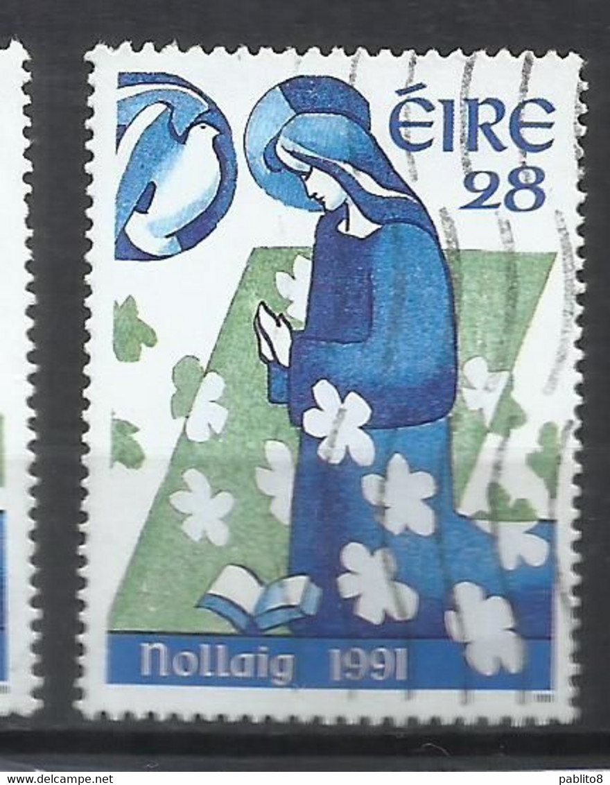 EIRE IRELAND IRLANDA 1991 CHRISTMAS ANNUNCIATION NOLLAIG NATALE NOEL WEIHNACHTEN NAVIDAD 28p USED USATO OBLITERE' - Used Stamps