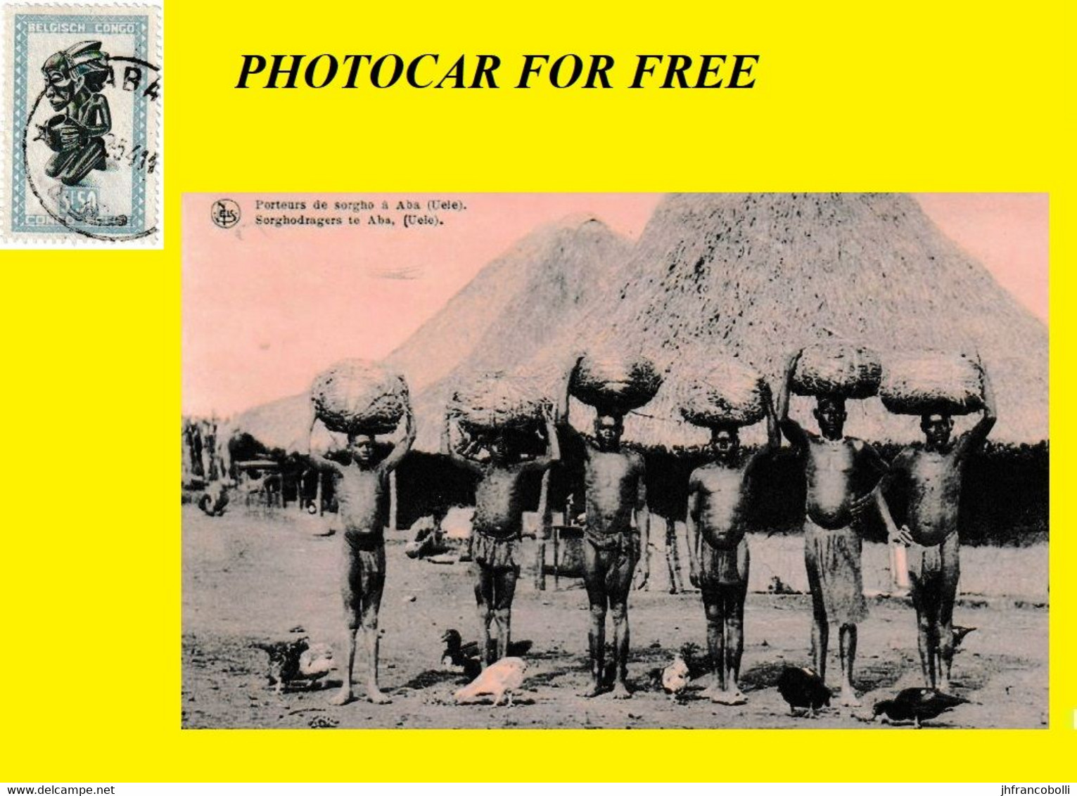 (°) ABA BELGIAN CONGO / CONGO BELGE CANCEL STUDY [I] COB 292 WITH FREE PHOTO CARD OF PORTERS IN ABA - Varietà E Curiosità