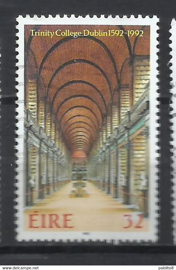EIRE IRELAND IRLANDA 1992 TRINITY COLLEGE DUBLIN 400tH ANNIVERSARY LIBRARY 32p USED USATO OBLITERE' - Used Stamps