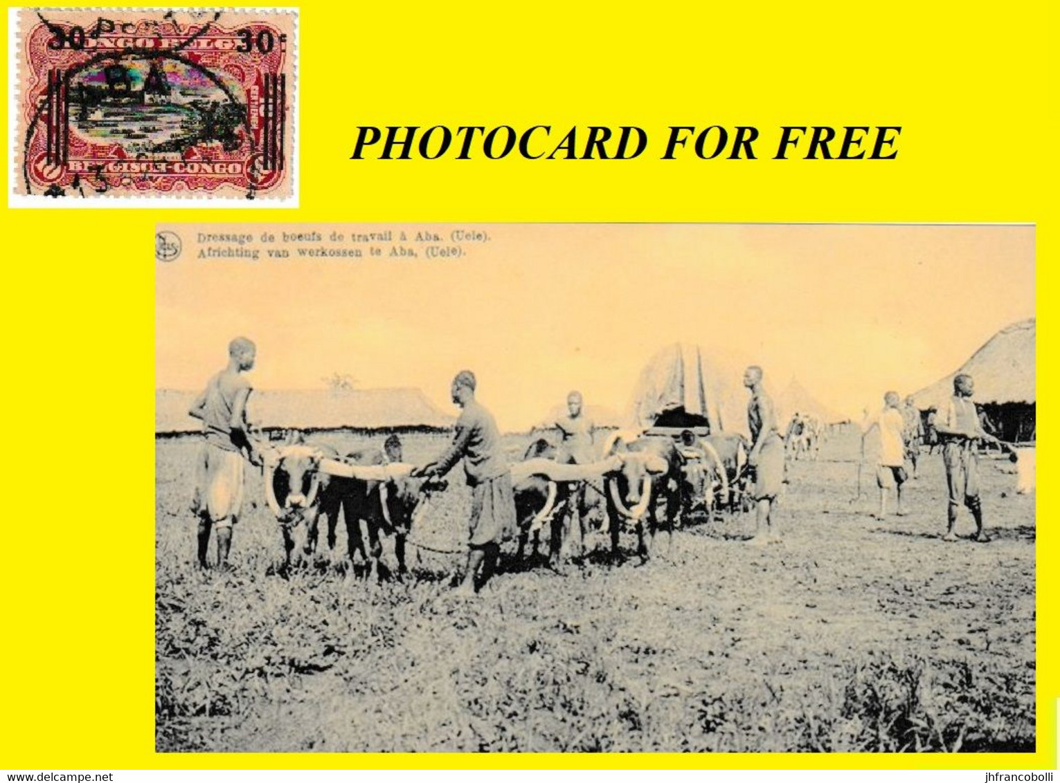 (°) ABA BELGIAN CONGO / CONGO BELGE CANCEL STUDY [J] COB 089 WITH FREE PHOTO CARD OF CATTLE GROWING IN ABA - Variedades Y Curiosidades