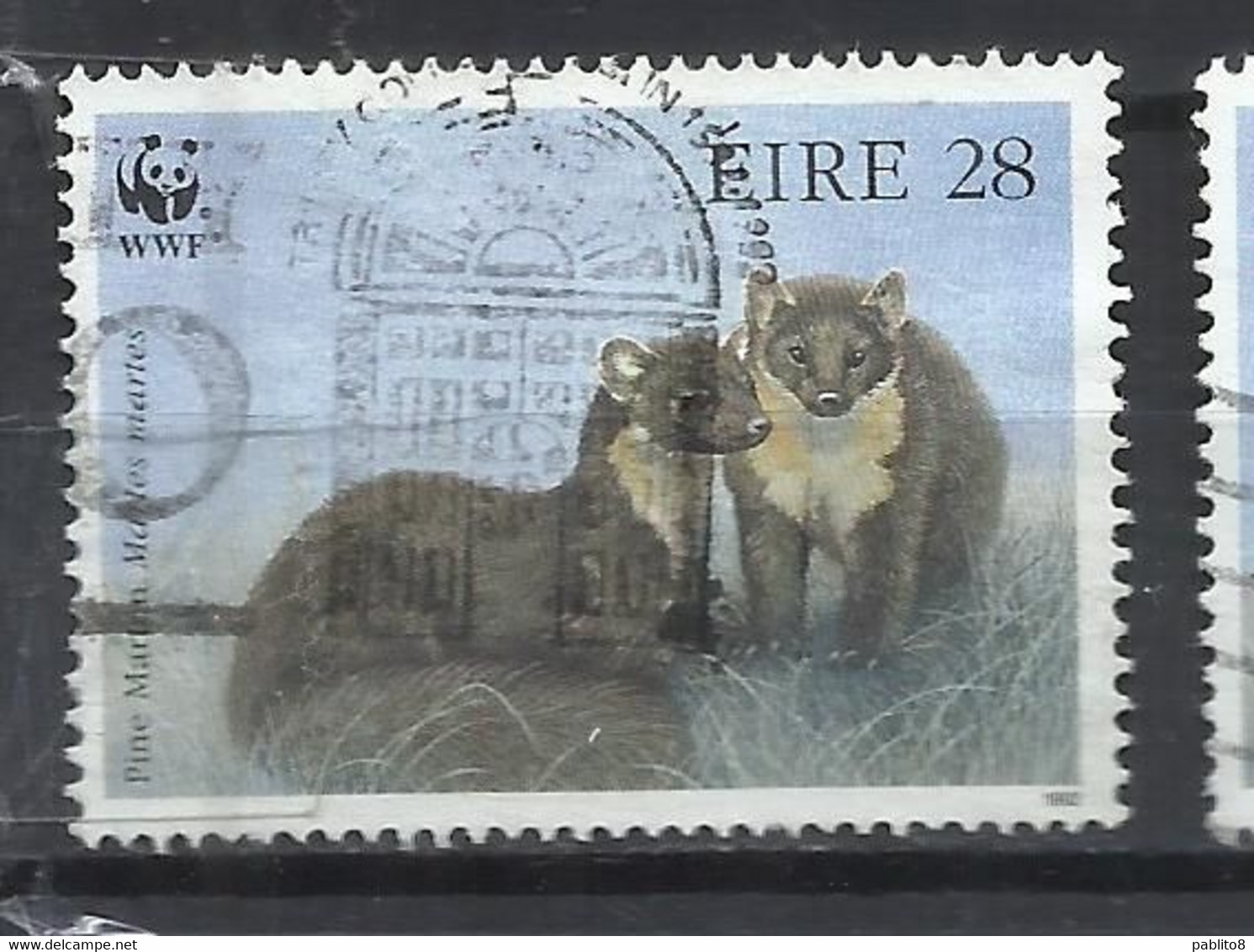 EIRE IRELAND IRLANDA 1992 WWF WORLD WILDLIFE FUND PINE MARTEN 28p USED USATO OBLITERE' - Used Stamps